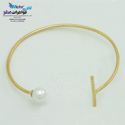 دستبند النگویی طلا - طرح مروارید نشان-SB1249